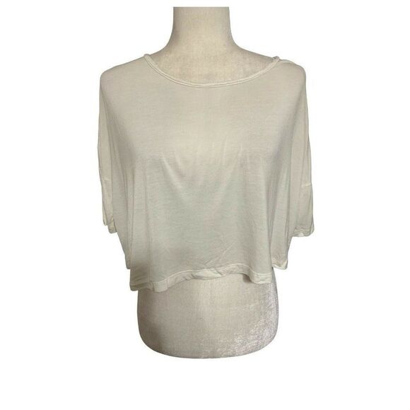 wilfred womens solid white short sleeve Viscose crop top t shirt xs - Picture 1 of 5